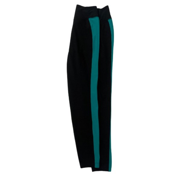 Black womens Nike Dri Fit Black Teal/Green Power Training Poly Tight size Large - Picture 2 of 4